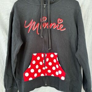 Disney Black Minnie Mouse Zip up Hoodie Jacket women’s size XL